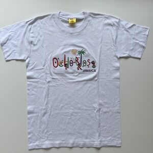ISLAND TEES Ocho Rios Jamaica Large Tee Shirt Embroidered Rasta Reggae VTG White